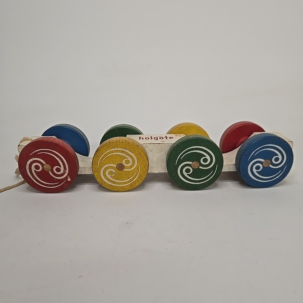 Vintage Holgate‎ Toys Wooden Pull Toy Rolling Folding Colorful